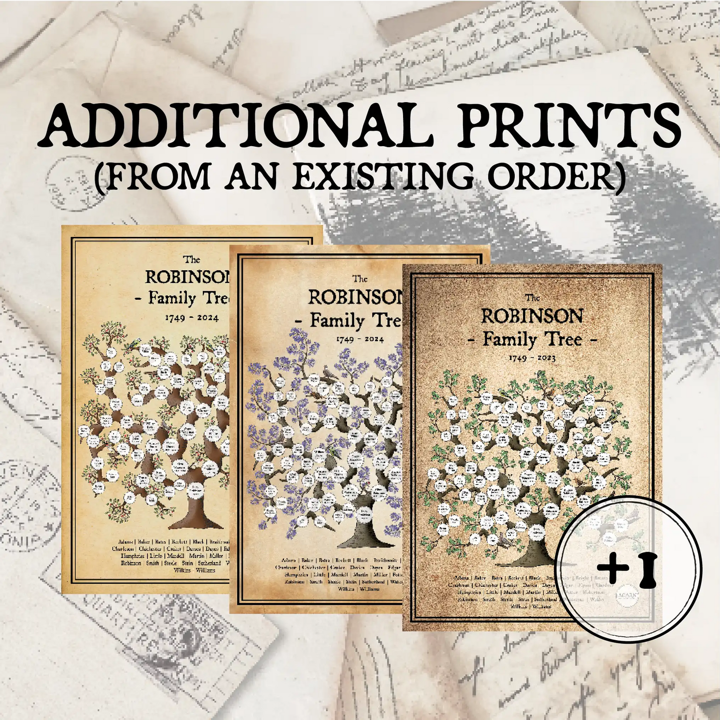 ADDITIONAL PRINTS (FROM AN EXISTING ORDER) | ACORN FAMILY TREE DESIGNS